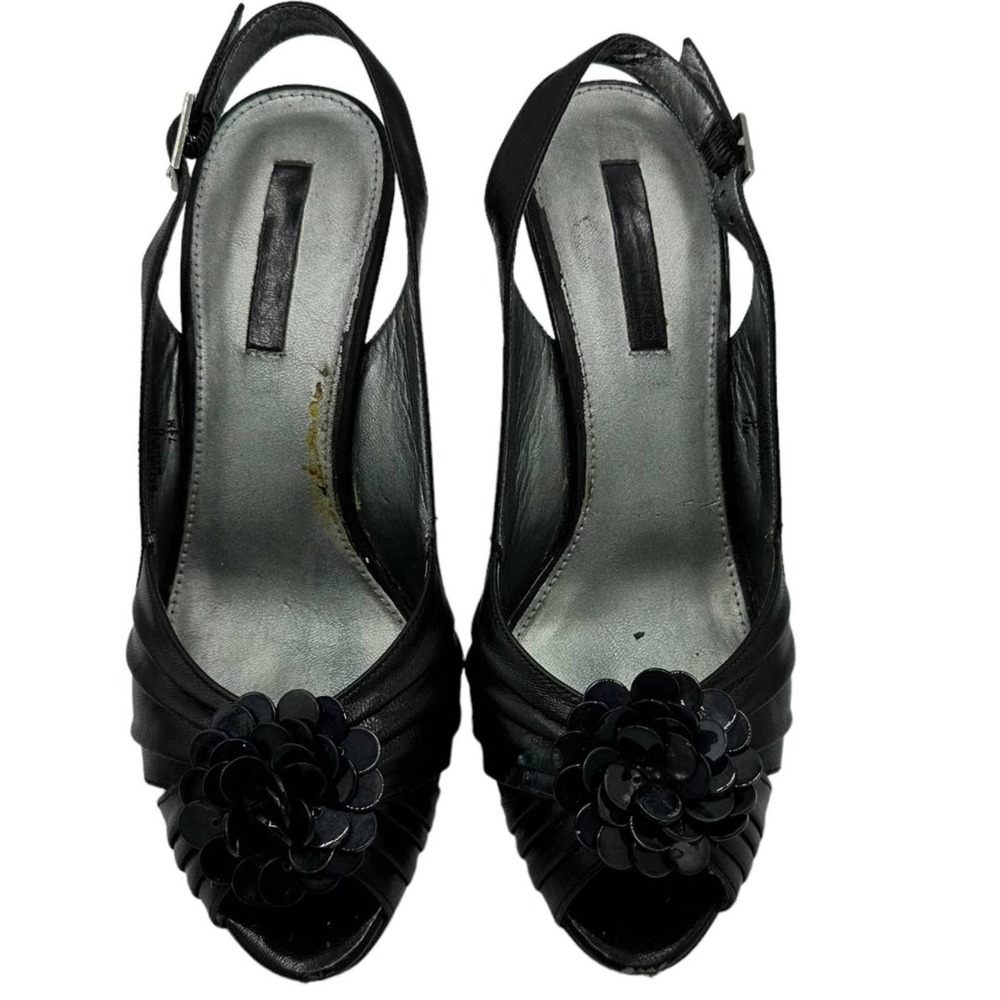 BANDOLINO BDRENAY BLACK LEATHER UPPER KITTEN HEELS SIZE 7.5